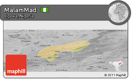 Satellite Panoramic Map of MalamMad, desaturated