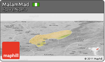 Satellite Panoramic Map of MalamMad, desaturated