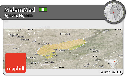 Satellite Panoramic Map of MalamMad, semi-desaturated