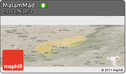 Satellite Panoramic Map of MalamMad, semi-desaturated
