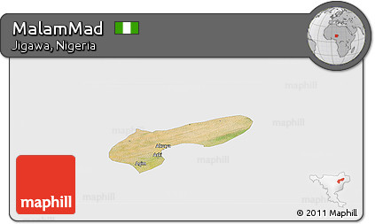Satellite Panoramic Map of MalamMad, single color outside