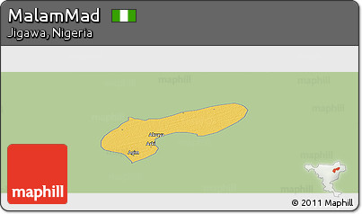 Savanna Style Panoramic Map of MalamMad, single color outside