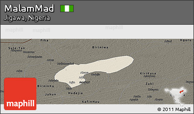 Shaded Relief Panoramic Map of MalamMad, darken