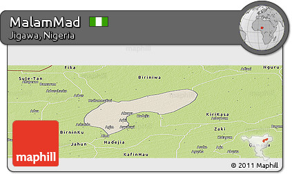 Shaded Relief Panoramic Map of MalamMad, physical outside