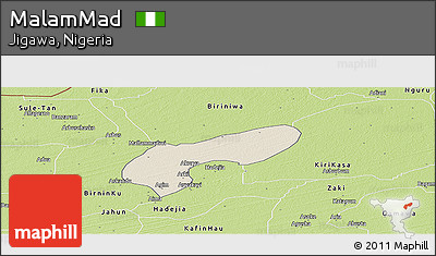 Shaded Relief Panoramic Map of MalamMad, physical outside