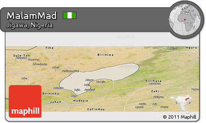 Shaded Relief Panoramic Map of MalamMad, satellite outside