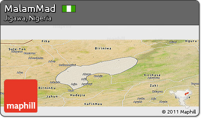 Shaded Relief Panoramic Map of MalamMad, satellite outside