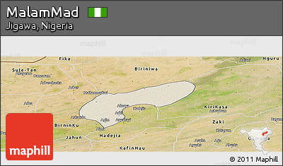 Shaded Relief Panoramic Map of MalamMad, satellite outside