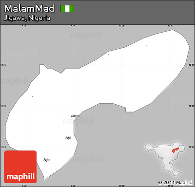 Gray Simple Map of MalamMad, single color outside