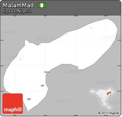 Gray Simple Map of MalamMad, single color outside