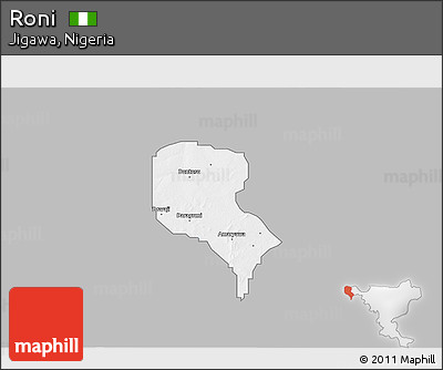 Gray 3D Map of Roni, single color outside