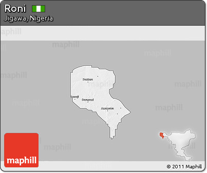 Gray 3D Map of Roni, single color outside