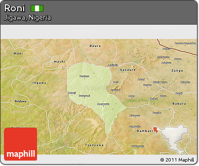 Physical 3D Map of Roni, satellite outside