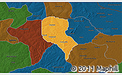 Political 3D Map of Roni, darken