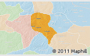Political 3D Map of Roni, lighten