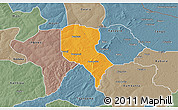 Political 3D Map of Roni, semi-desaturated