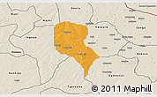 Political 3D Map of Roni, shaded relief outside