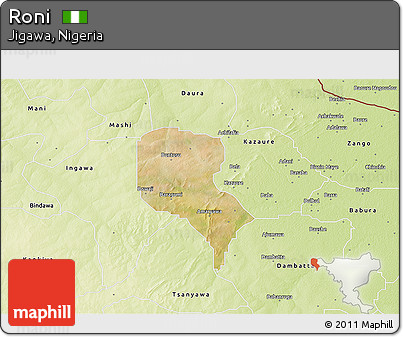 Satellite 3D Map of Roni, physical outside