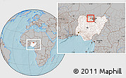 Gray Location Map of Roni, highlighted country, highlighted parent region, within the entire country, hill shading
