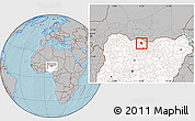 Gray Location Map of Roni, highlighted country, hill shading