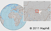 Gray Location Map of Roni, highlighted parent region, hill shading