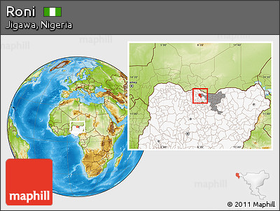 Physical Location Map of Roni, highlighted country, highlighted parent region