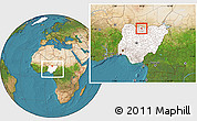 Satellite Location Map of Roni, highlighted country, within the entire country