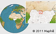 Satellite Location Map of Roni, highlighted country