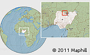 Savanna Style Location Map of Roni, highlighted country, highlighted parent region, within the entire country, hill shading