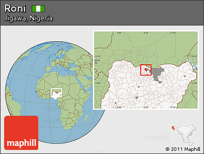 Savanna Style Location Map of Roni, highlighted country, highlighted parent region