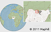 Savanna Style Location Map of Roni, highlighted country, highlighted parent region, hill shading