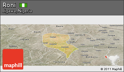 Satellite Panoramic Map of Roni, semi-desaturated