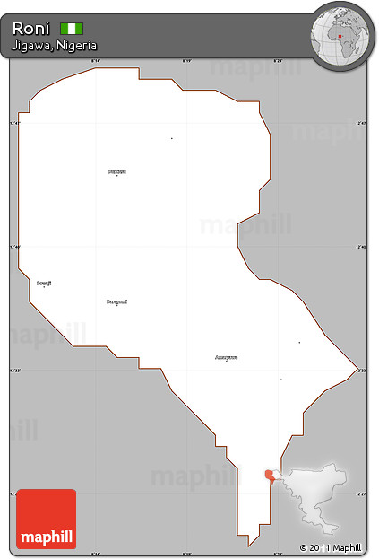Gray Simple Map of Roni, cropped outside