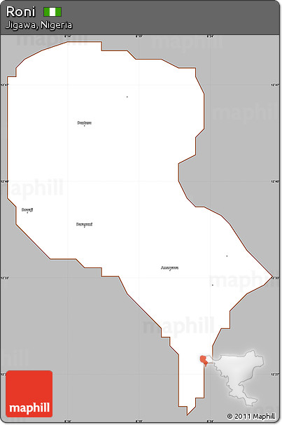 Gray Simple Map of Roni, cropped outside
