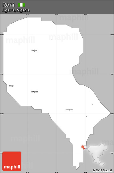 Gray Simple Map of Roni, single color outside