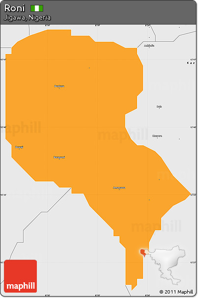 Political Simple Map of Roni, single color outside, borders and labels