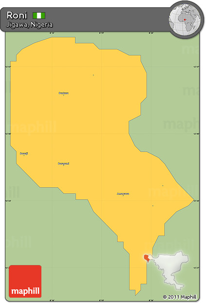 Savanna Style Simple Map of Roni, single color outside