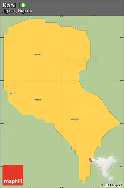 Savanna Style Simple Map of Roni, single color outside