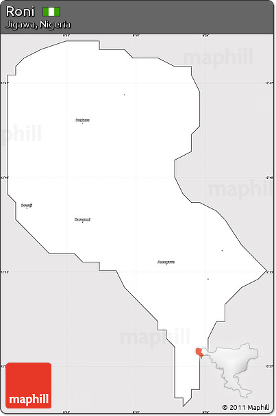 Silver Style Simple Map of Roni, cropped outside