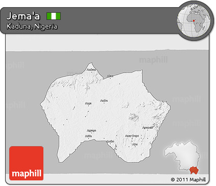Gray 3D Map of Jema'a, single color outside