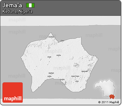 Gray 3D Map of Jema'a, single color outside