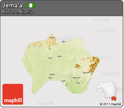 Physical 3D Map of Jema'a, cropped outside