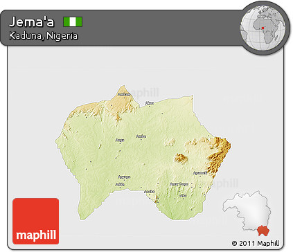 Physical 3D Map of Jema'a, single color outside