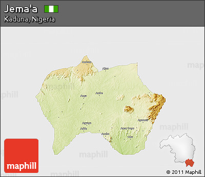 Physical 3D Map of Jema'a, single color outside
