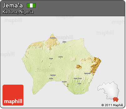 Physical 3D Map of Jema'a, single color outside