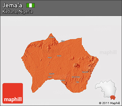 Political 3D Map of Jema'a, single color outside