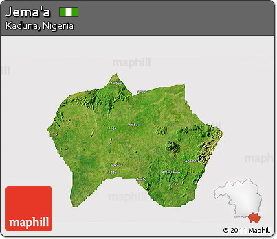 Satellite 3D Map of Jema'a, cropped outside