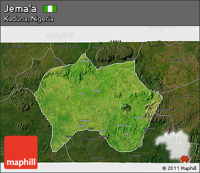 Satellite 3D Map of Jema'a, darken