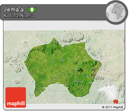 Satellite 3D Map of Jema'a, lighten