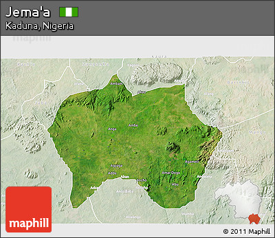 Satellite 3D Map of Jema'a, lighten